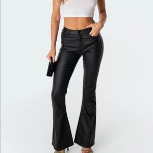 EDIKTED LEATHER FLARE PANTS